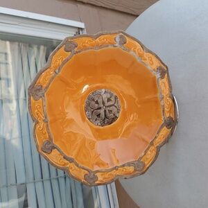 VTG  Zaccagnini Orange Italian Art Pottery Dish - Florence, 9.25" MCM